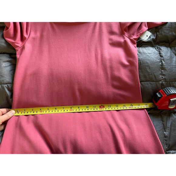 NWT SOFT SURROUNDINGS pink midi dress size S small short sleeve scoop neck - Picture 8 of 9